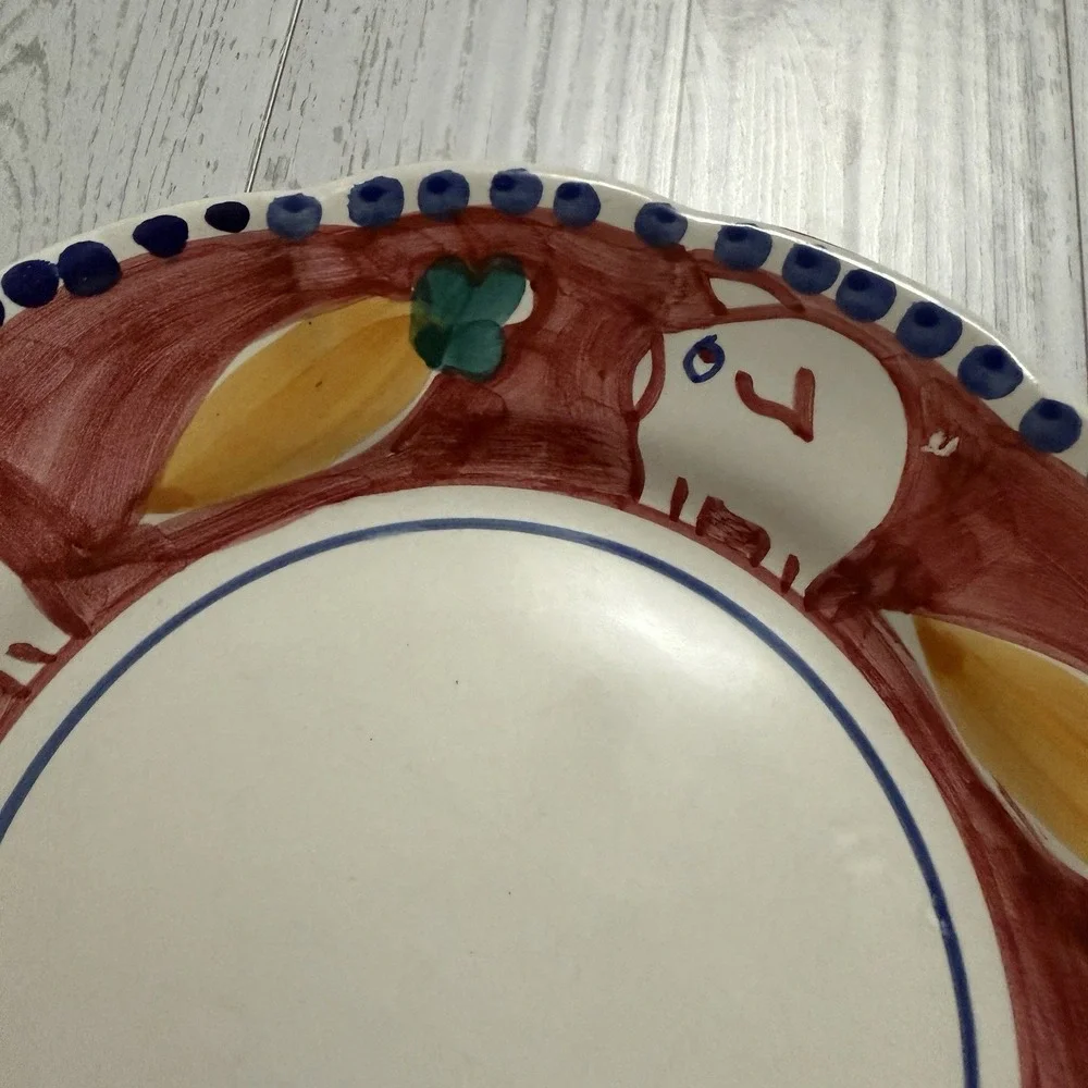VIETRI Solimene Campagna Pig Carrot Porco Hand Painted Ceramic Salad Plate  8.5